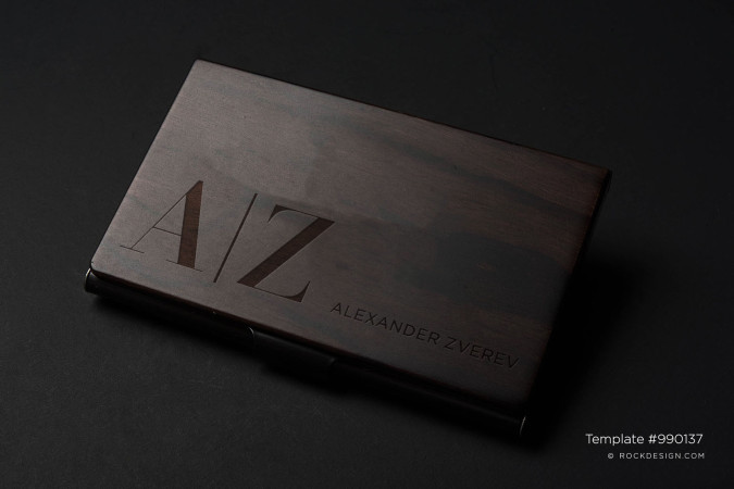 Laser Engraved Ebony Wooden Business Card Holder