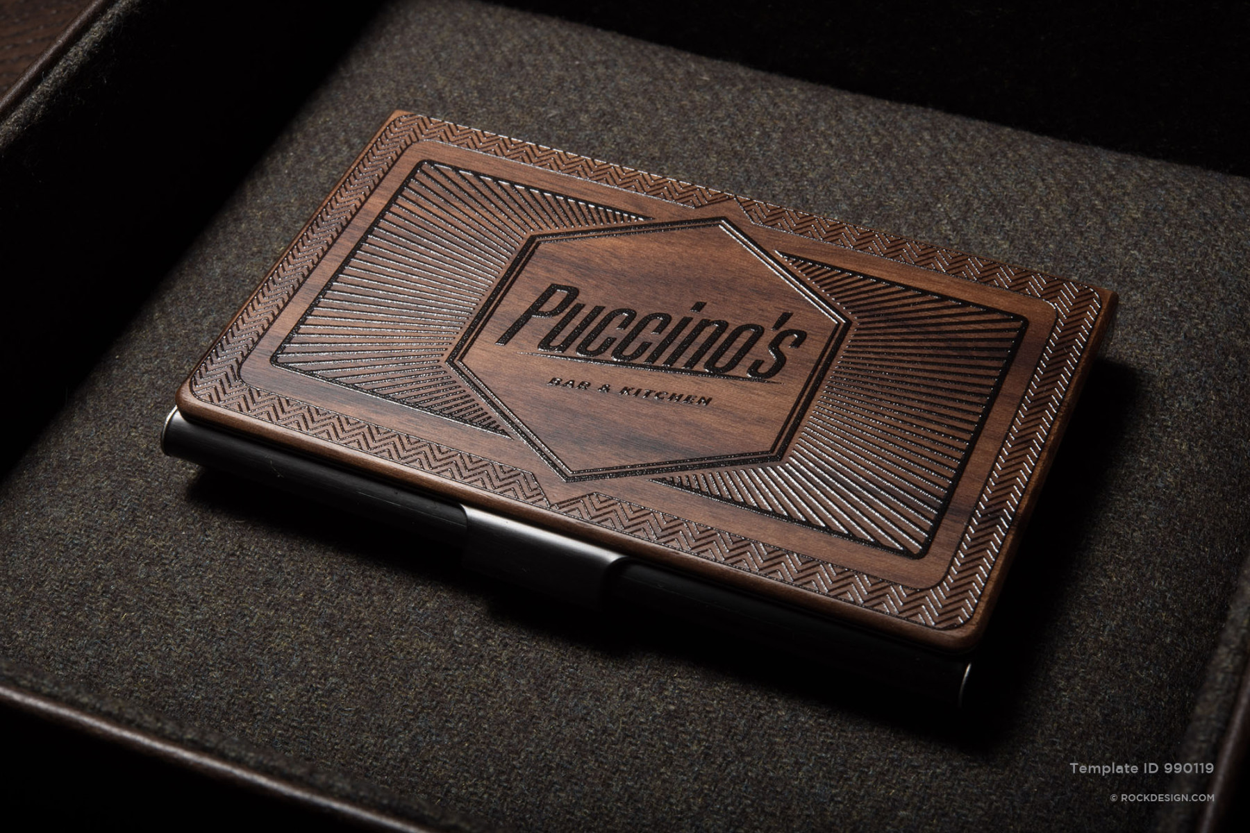 Printed Walnut Wooden Business Card Holder