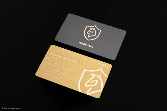 Laser Engraved Black & Gold Metal Business Cards