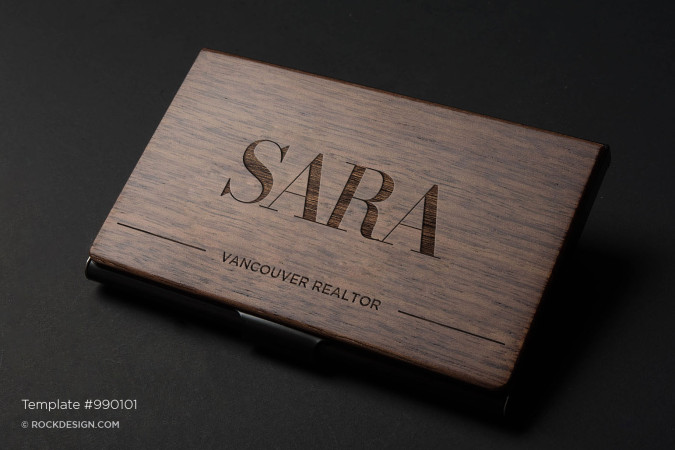 Laser Engraved Walnut Wooden Business Card Holder