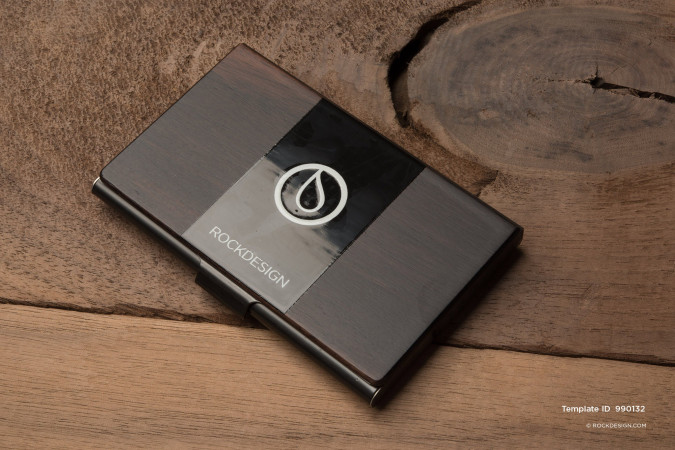 Printed Ebony Wooden Business Card Holder