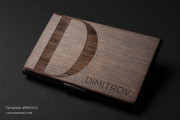 Laser Engraved Walnut Wooden Business Card Holder