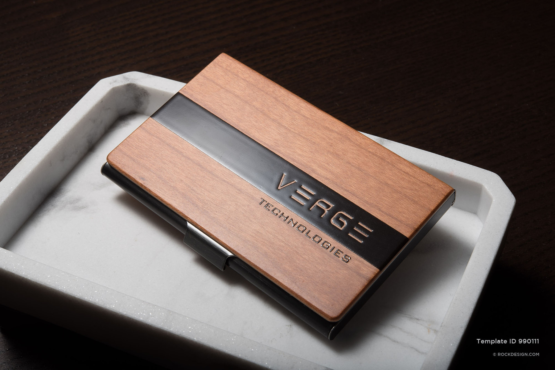 Printed Cherry Wooden Business Card Holder