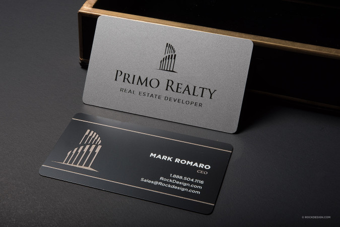 UV Printed Black/Silver Metal Business Cards 