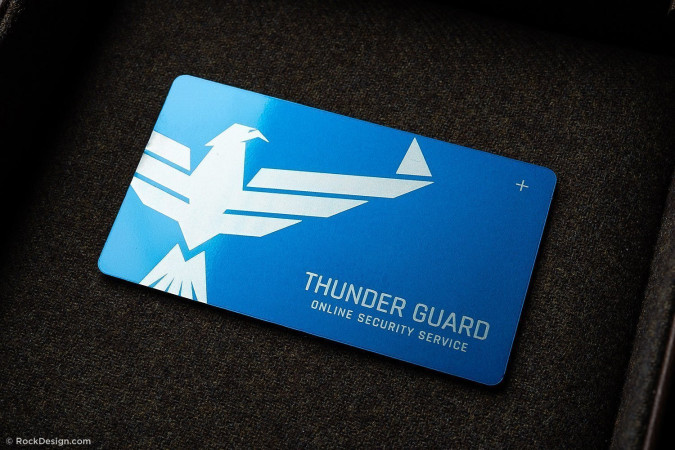 Laser Engraved Blue Metal Business Cards