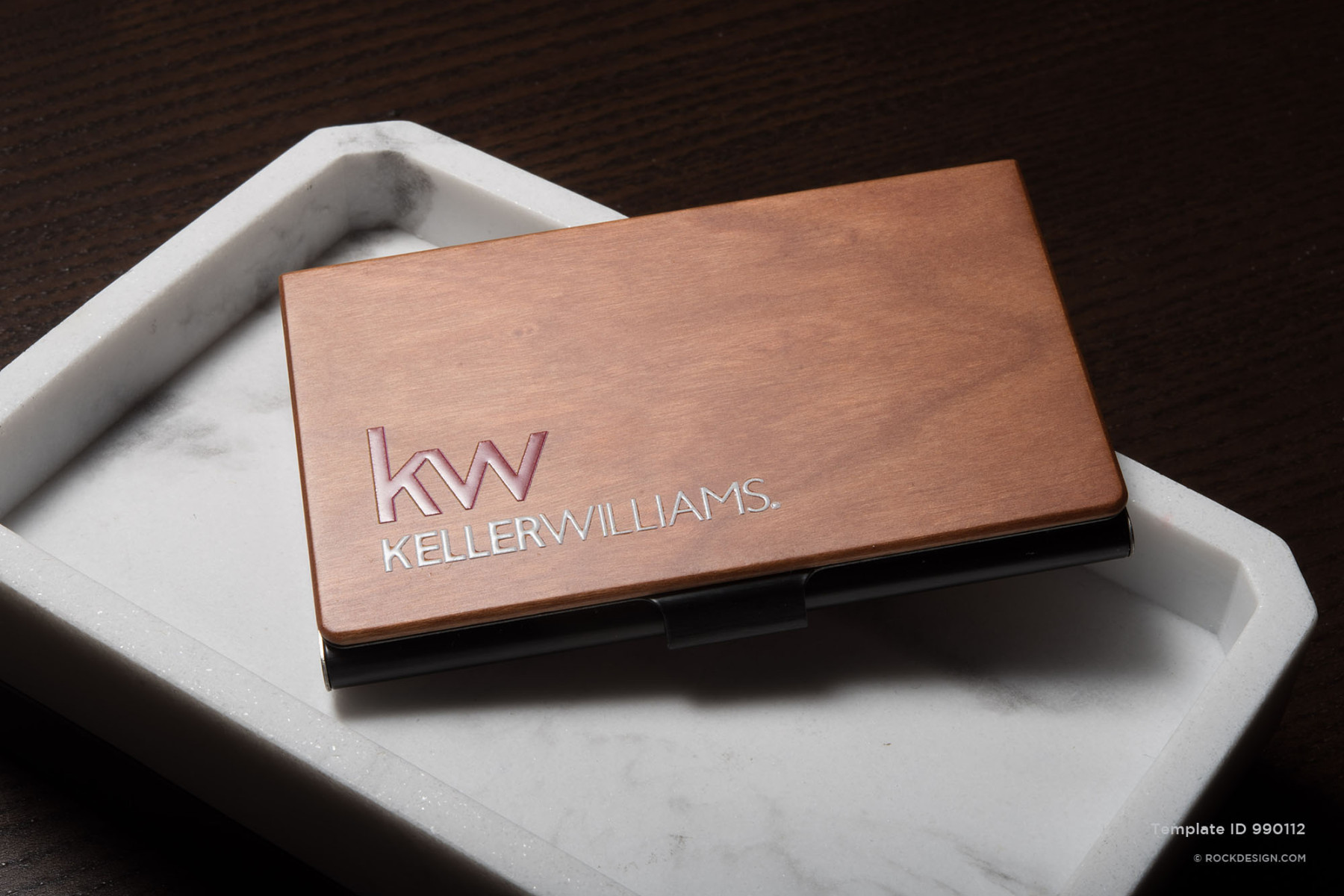 Printed Cherry Wooden Business Card Holder