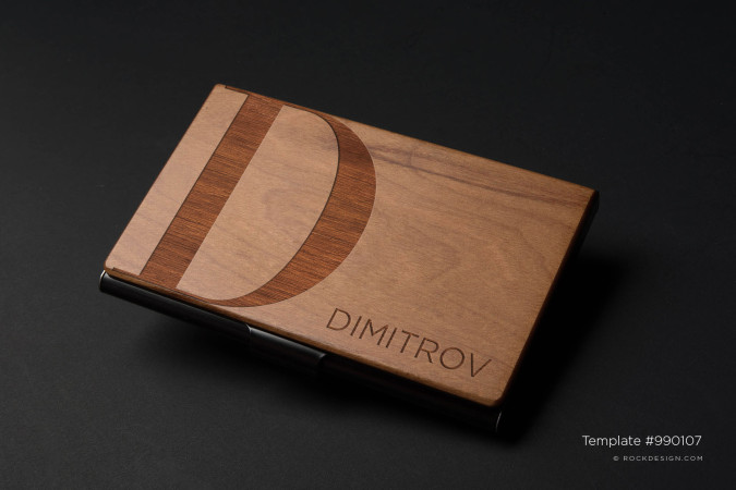 Laser Engraved Cherry Wooden Business Card Holder