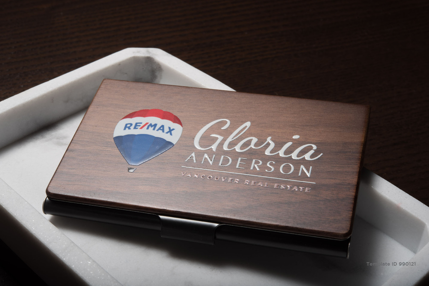 Printed Walnut Wooden Business Card Holder