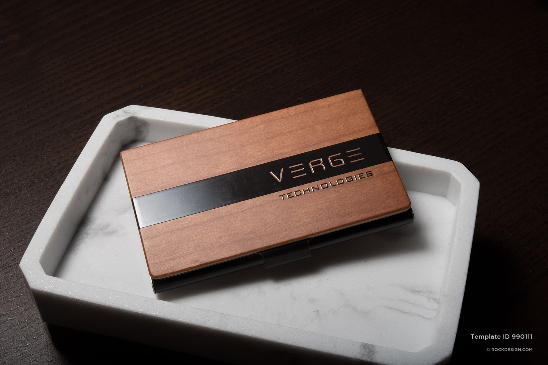 Printed Cherry Wooden Business Card Holder