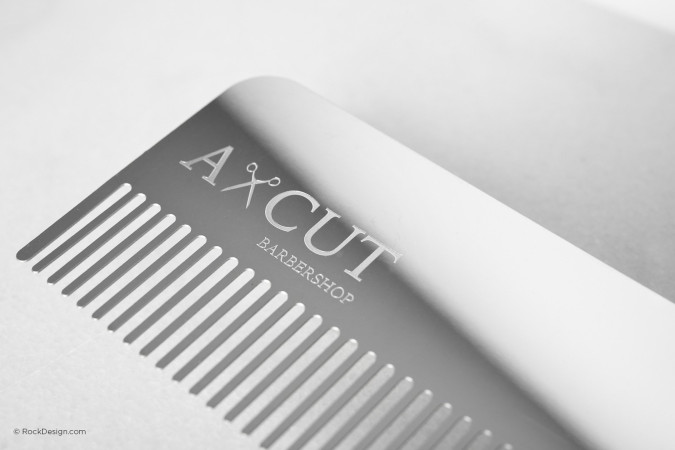 Creative minimalist barber template stainless steel business card - Acut