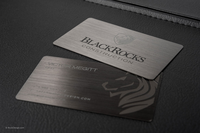Gunmetal Business Card Design Template - BlackRocks