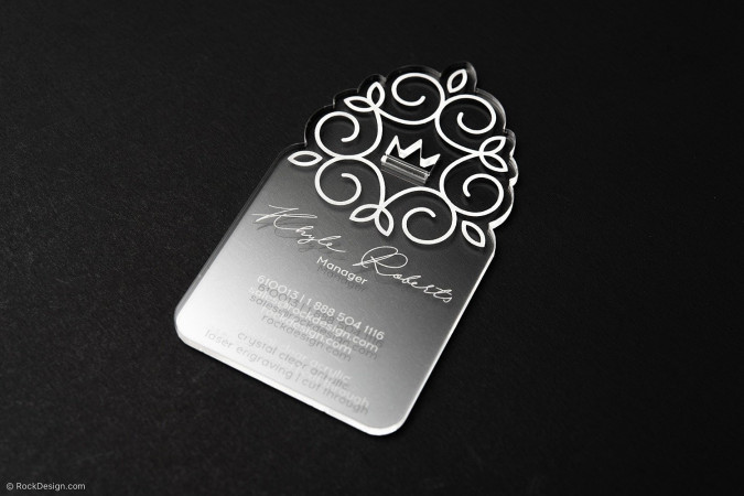 Decorative Laser Cut Crystal Clear Acrylic Business Card Template Design - Khyle Roberts