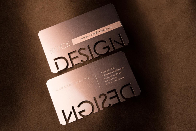 Striking Rose Gold Metal Business Card Template- RockDesign