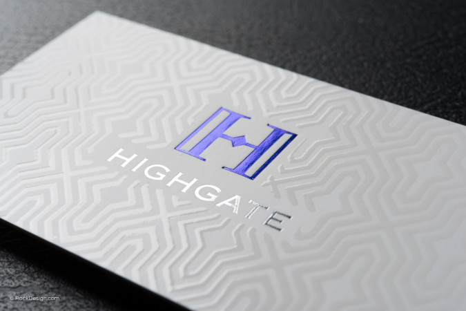 Modern professional silk business card template with foil and spot uv - Highgate