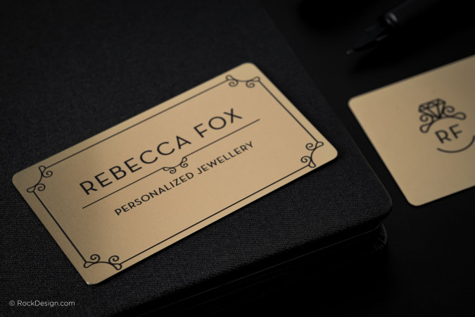 Decorative Gold UV Print Metal Business Card  - Rebecca Fox