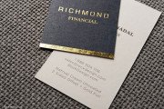 Vertical cream gold stamped business card 2