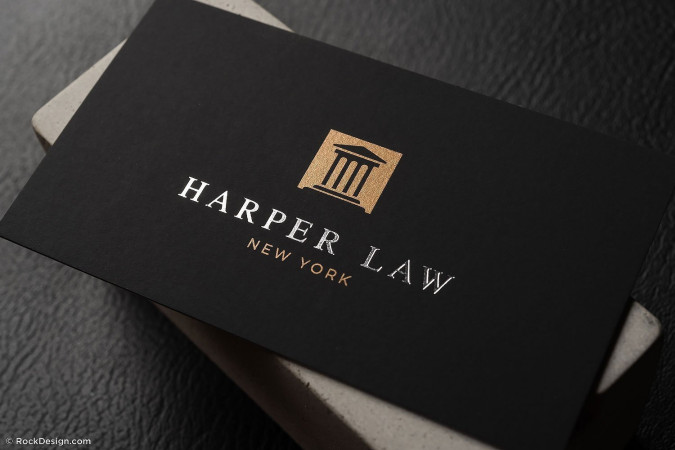 Quality Silver Foil Black and White Business Card – Harper Law	