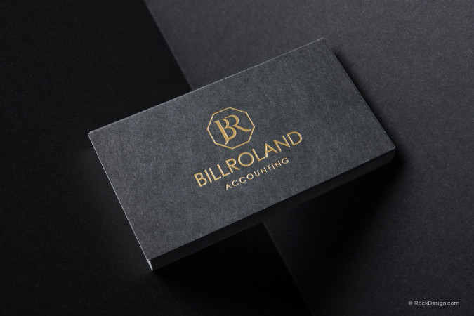 Classic natural cream business card template with gold foil stamping - Billroland