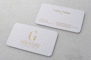 Gold Metallic Ink on White Name card with Debossing Business Card Template 3