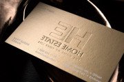 Gold ink and foil stamped real estate name card design 2