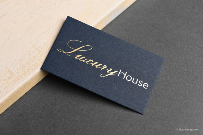 Professional realtor navy card with foil stamping - Luxury House