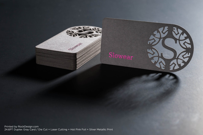 Intriguing Cut-Through Light Gray Business Card Template - Slowear