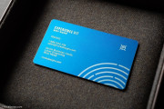 Modern and bold blue metal visiting card template 1