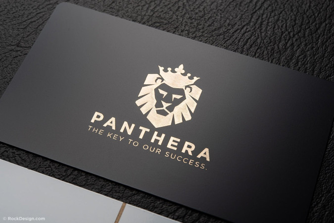 Elegant black and white metal business cards - Panthera