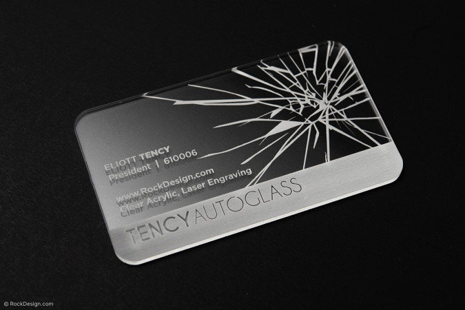 Laser Engraved Crystal Clear Acrylic Business Card Template Design - Tency Autoglass