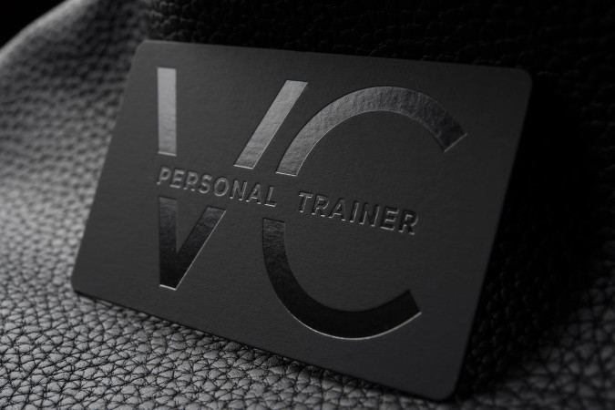 Impressive Hard Suede Personal Trainer Business Card Template - VC