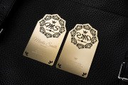 Metal Business card Template Matte Gold with Cut-Through Design  4
