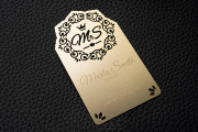 Metal Business card Template Matte Gold with Cut-Through Design  1