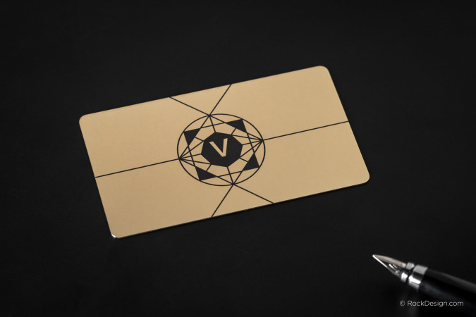 Elegant and Stylish Gold UV Print Metal Business Card  - Valère Lebeau