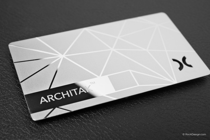 Sleek elegant stainless steel business card template - Architak
