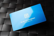 Innovative blue metal laser engraved visiting card design 1