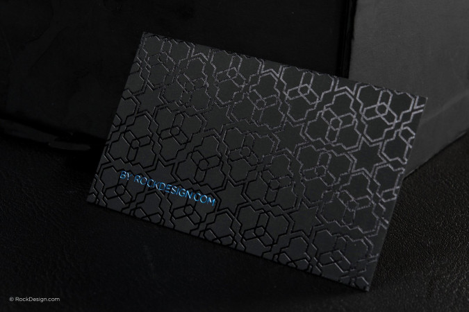Modern pattern black soft suede with foil stamping business card - Justin
