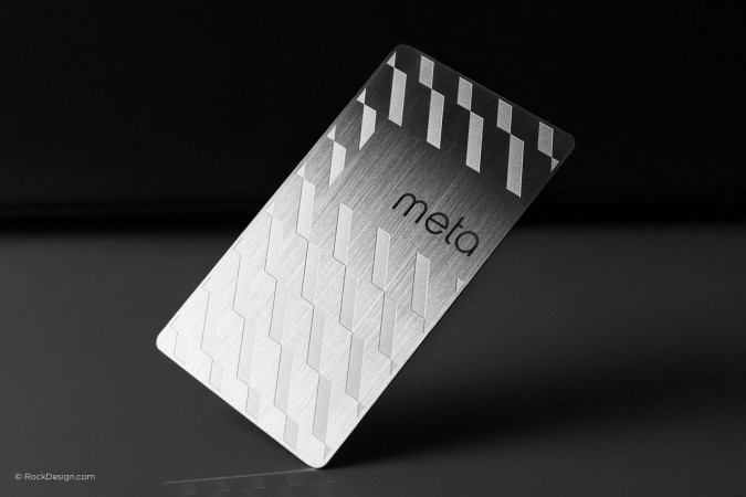 Modern minimalist laser spot color stainless steel business card template - Meta