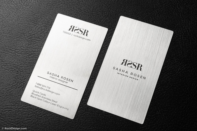 Stylish metal business card with ink spot printing – RSSR