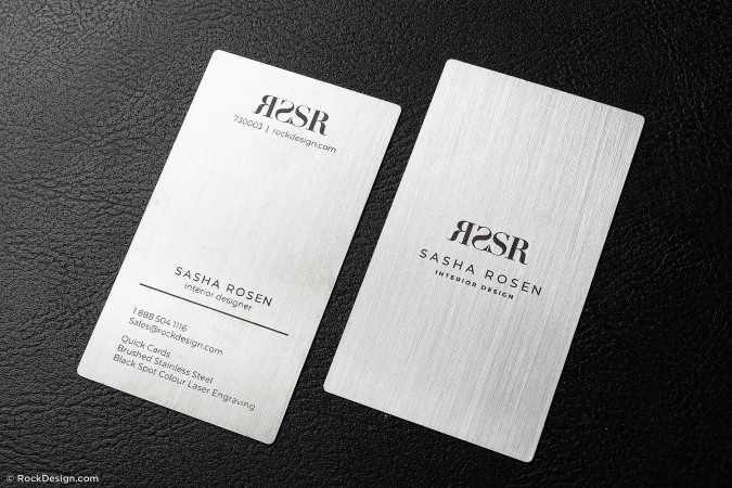 Stylish metal business card with ink spot printing – RSSR