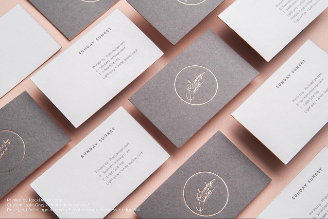 Classically Captivating Gray & White Duplex Business Card Template - Sunday Sunset