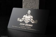 Sleek and creative black metal fitness name card template 3