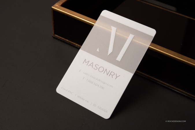 Simple White Frost PVC business cards - Mansonry