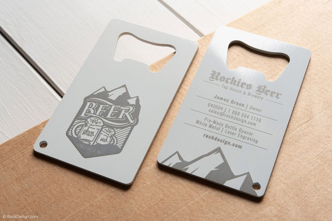 Bold Laser Engraved White Metal Bottle Opener Template - Rockies Beer