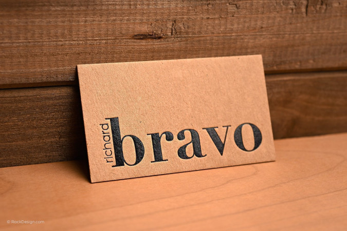 Professional simple thick kraft business card with foil stamping - Bravo