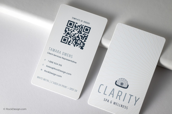 UV Printed White Metal Business Card - Tamara Owens