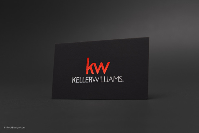 Modern realtor suede card design with foil stamping and metallic ink - Keller Williams