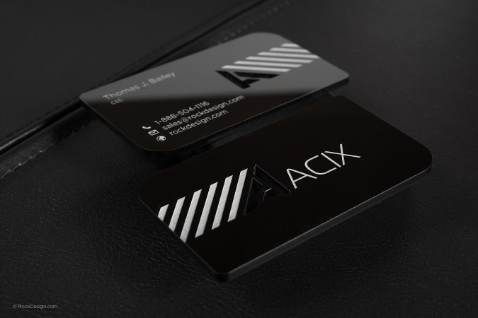 Modern Jet Black Acrylic Business Card Template - ACIX