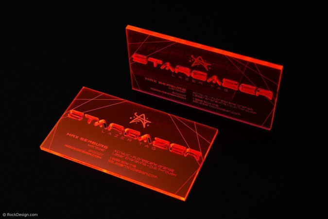 Dazzling Translucent Fluorescent Orange Acrylic Business Card Template Design - Stargazer