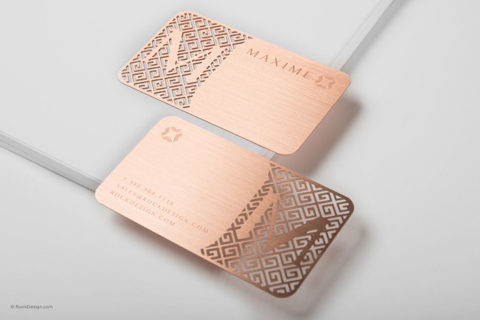 Luxury Rose Gold Metal Business Card With Brushed Finishing - Maxime