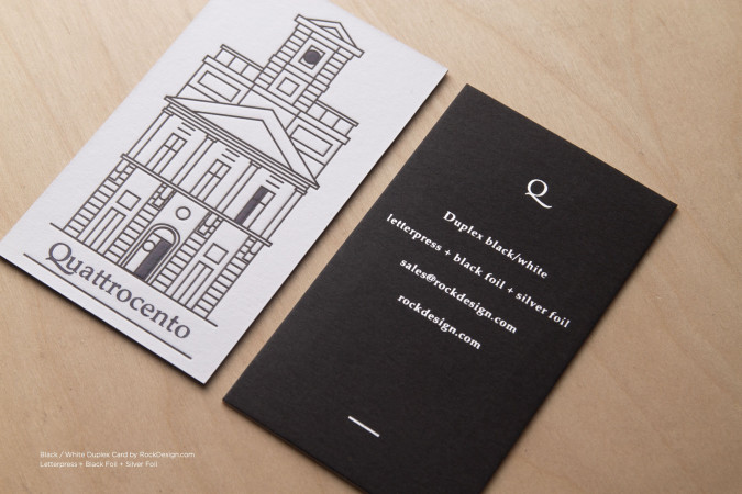 Vertical Black and White Business Card Template - Quattrocento